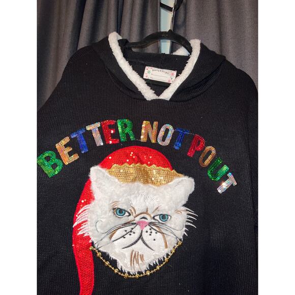 Ugly Christmas Sweater Xmas Size 1X Cat - Picture 2 of 4